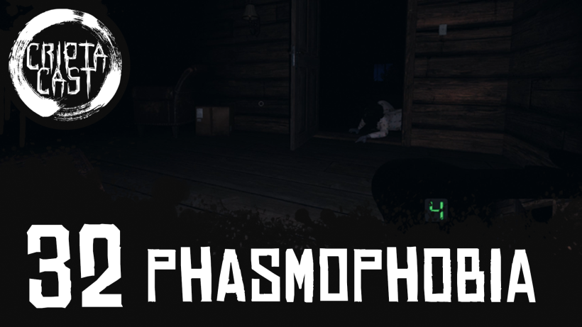 Captura da tela durante o jogo Phasmophobia. Momento em que a fantasma abre a porta na intenção de matar o jogador.